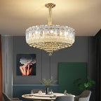 Crystal Duplex Villa Chandelier Hall Light - Luxe Living Room Middle Floor Lamp