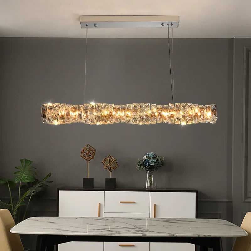 Crystal Dining Table Pendant Lamp: Elegant Led Decoration for Kitchen Island, Restaurant, Living Room