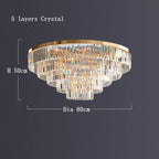 Gold LED Crystal Ceiling Light for Modern Living Room, Luxury Home Decor