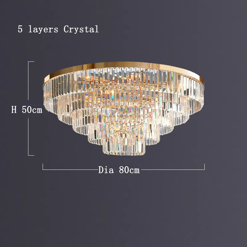 Gold LED Crystal Ceiling Light: Luxury Home Decor Fixture