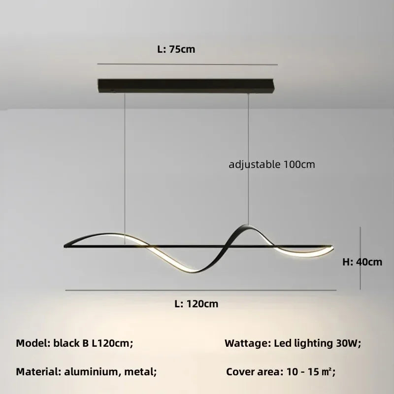 Minimalist Curve LED Pendant Light for Dining Room, Bar, Kitchen - Home Decor Fixtures