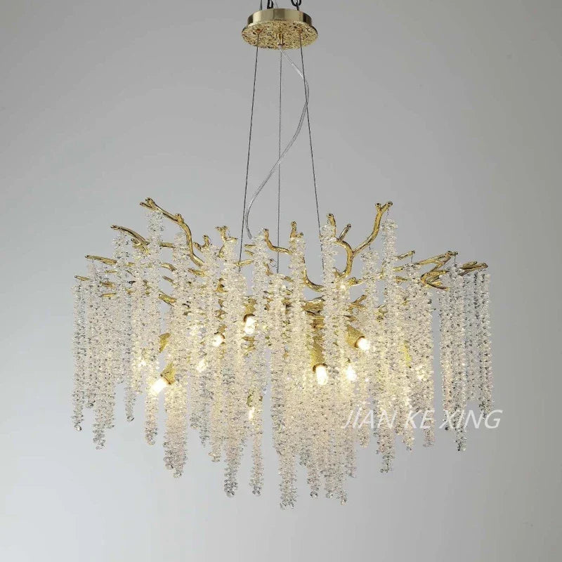 Luxury Crystal Tassel Pendant Chandelier for Living Room Dining Hotel Hall