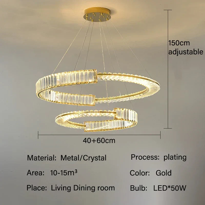 Crystal Chandeliers: Modern Luxury LED Lighting Fixture for Living, Dining, and Bedroom