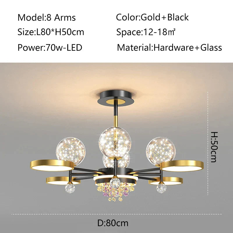 Nordic Glass Ball LED Ceiling Light for Bedroom Living Room Decoration Indoor Lighting