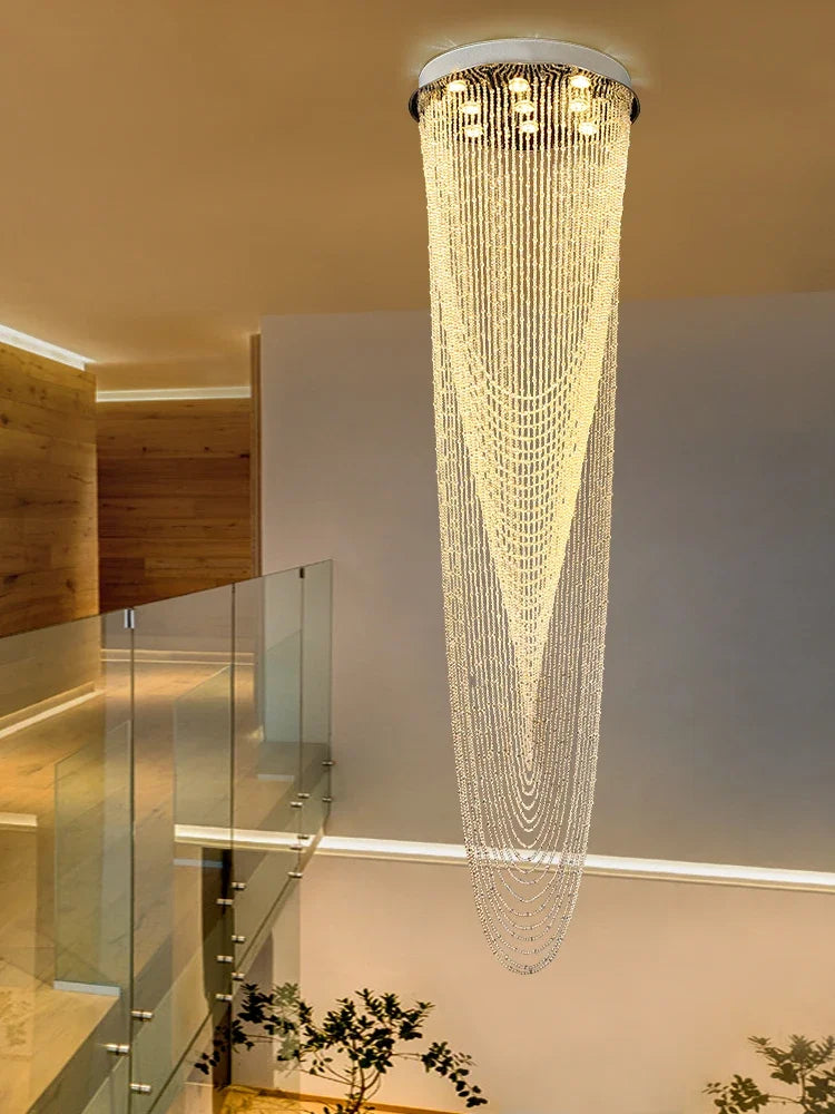 Rotating Crystal Chandelier for Duplex Villa Living Room Loft