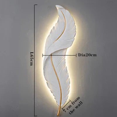 White Feather Resin Wall Lamp for TV Backdrop, Bedroom, Aisle, Corridor