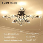 Crystal Ceiling Chandelier LED Light Fixture for Living Room Bedroom Kitchen