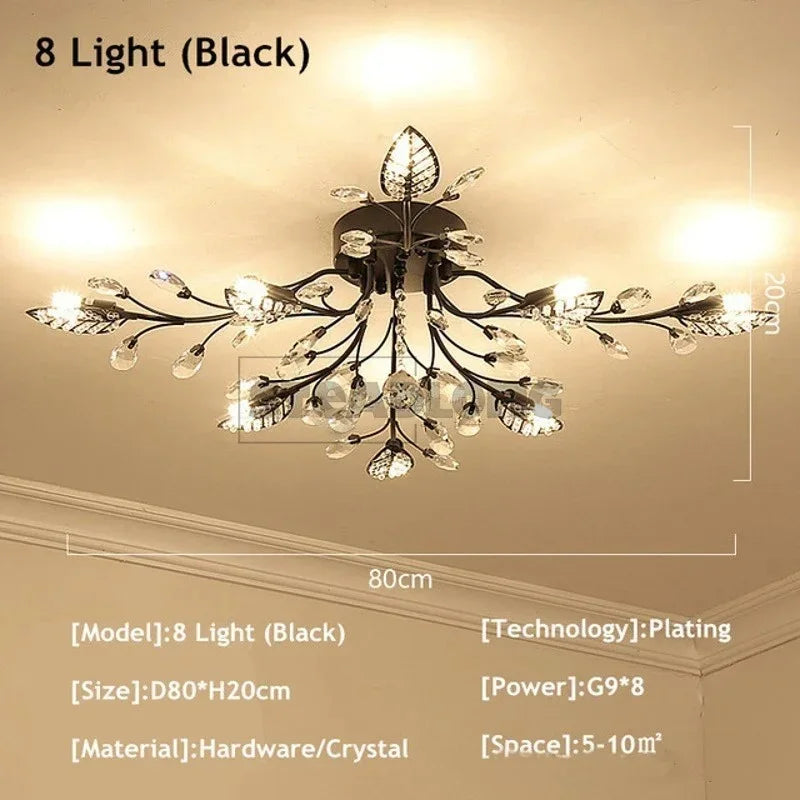 Crystal Ceiling Chandelier LED Light Fixture for Living Room Bedroom Kitchen