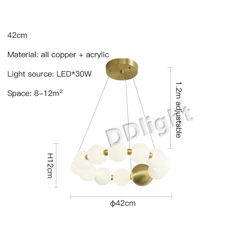 Modern Copper LED Chandelier for Living Room, Bedroom, Dining, Kitchen Decor