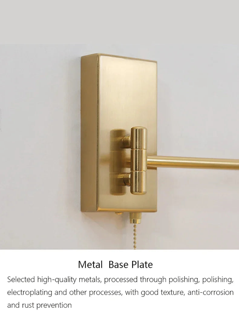 Brass Swing Arm Wall Sconce Creamic Wall Lights