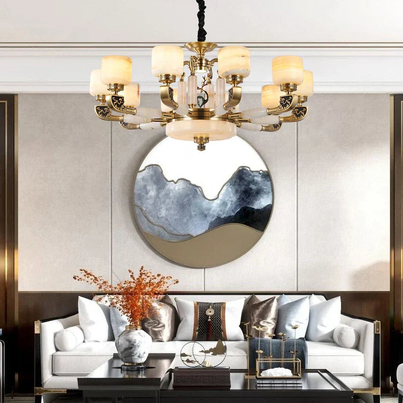 Chinese Jade Chandelier: Modern Living Room & Restaurant Décor
