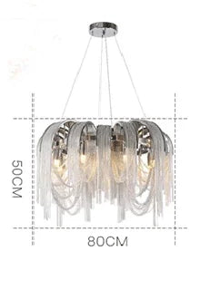 Nordic Tassel Chain Chandelier Chrome Metel Luxury Light for Living Room