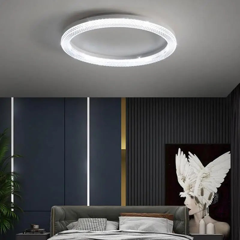 Modern Luxury Gold Ceiling Lamp: Circular Ring LED Light for Bedroom, Dining, Kitchen