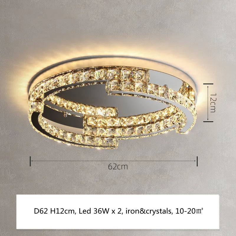 Crystal LED Pendant Lights Chrome Steel Modern Luxury Fixtures