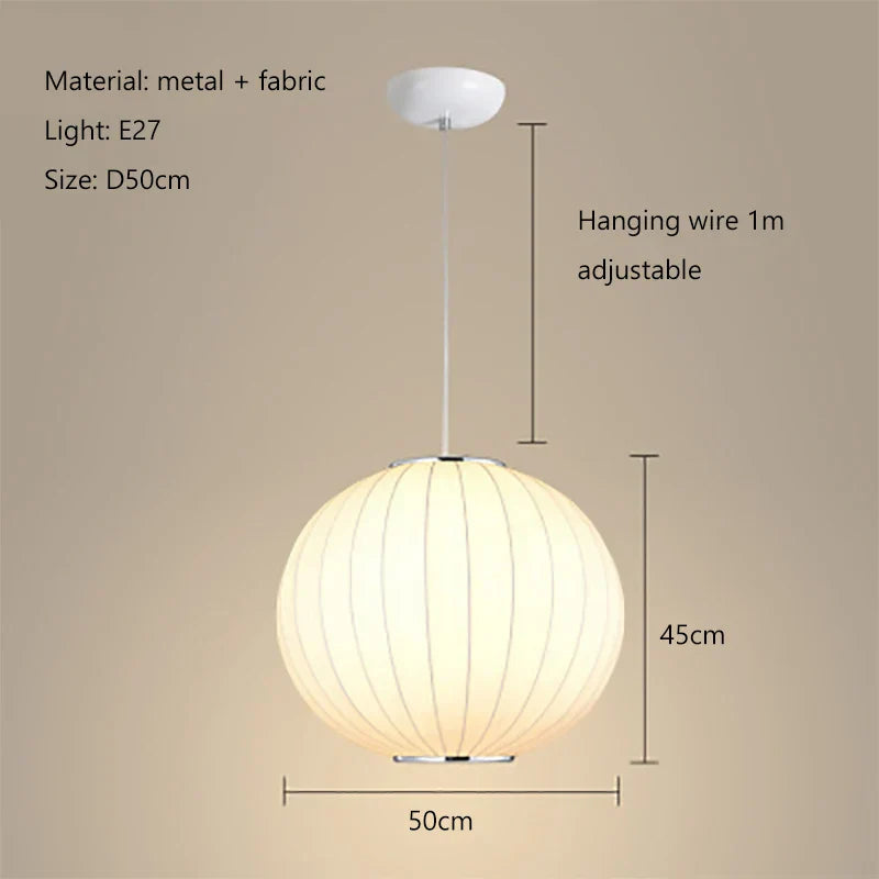 Tatami Fabric Shade LED Pendant Lights for Living Dining Bedroom