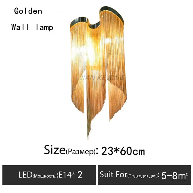 Luxury Tassel Chandelier: Elegant Aluminum Chain LED Lighting for Living Room Loft Villa