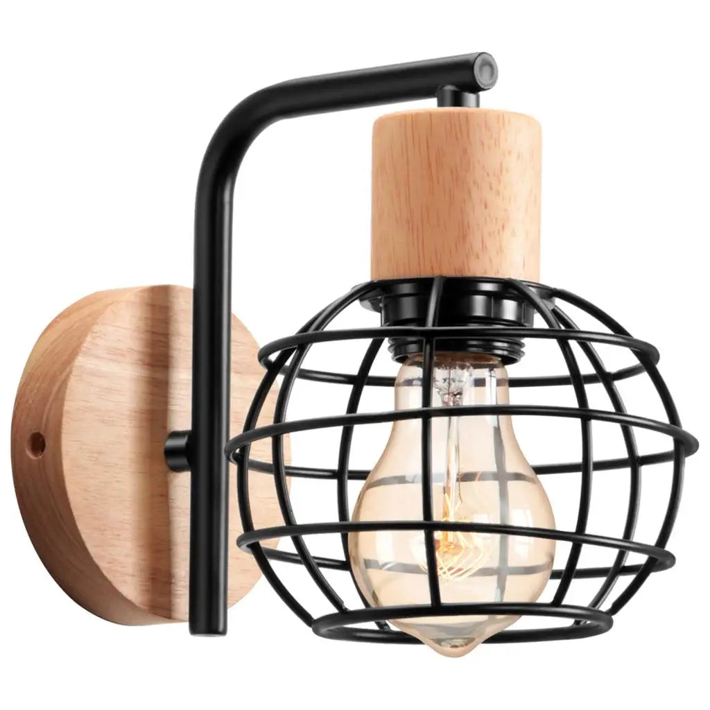 Industrial Wire Cage Wall Sconce E27 Rustic Retro Bedside Light Fixture