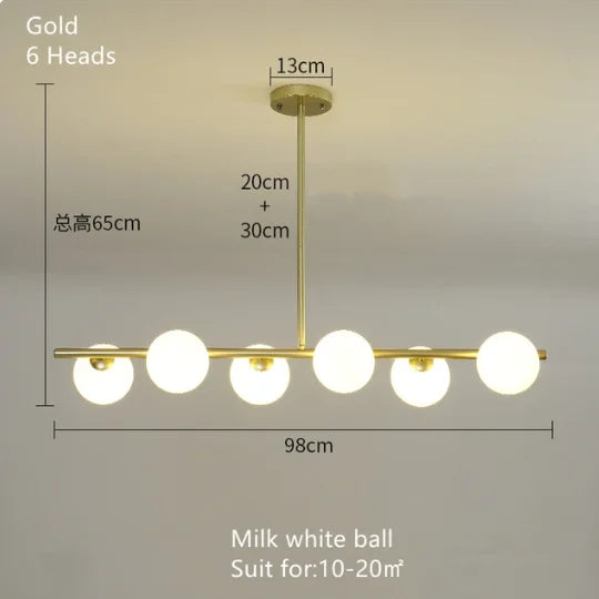 Gold Glass Ball LED Pendant Light for Kitchen Dining Room Lighting