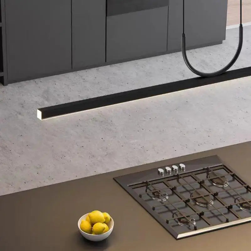 Black Art LED Ceiling Chandelier for Kitchen Island and Dining Room