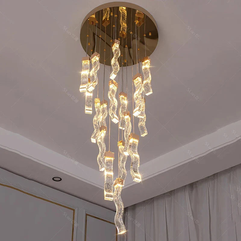 Crystal Chandelier Stair Pendant Lamp Living Room Pendant Lights Interior Lighting