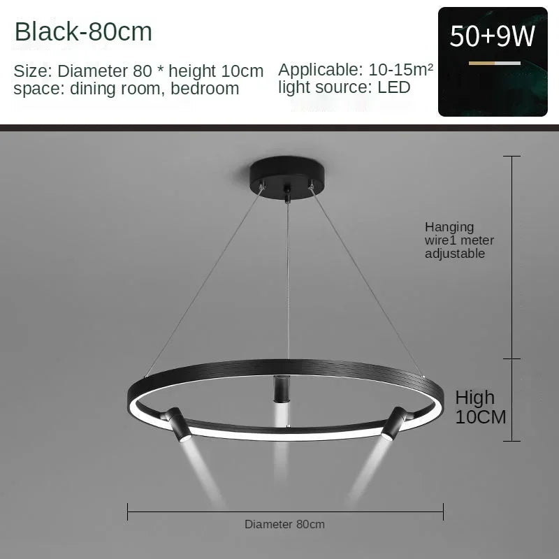 Black Round Combination Chandelier Pendant Light for Home Decor and Kitchen