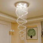Crystal LED Chandelier for Modern Luxury Staircase, Bedroom, and Hotel Lighting