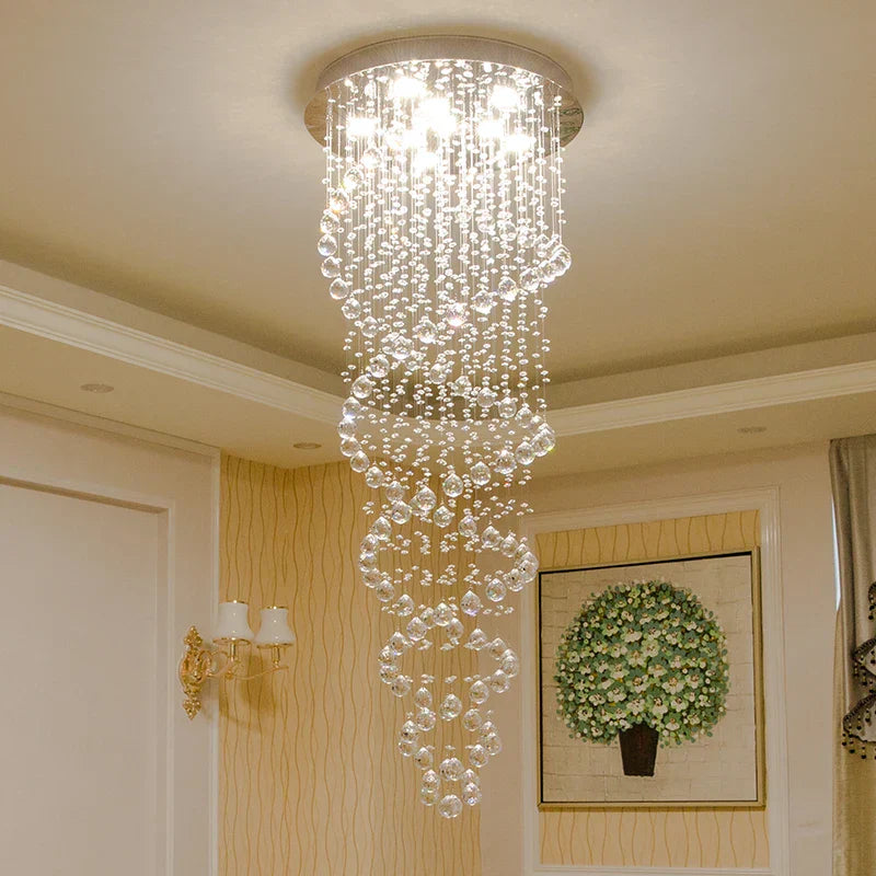 Crystal LED Chandelier for Modern Luxury Staircase, Bedroom, and Hotel Lighting