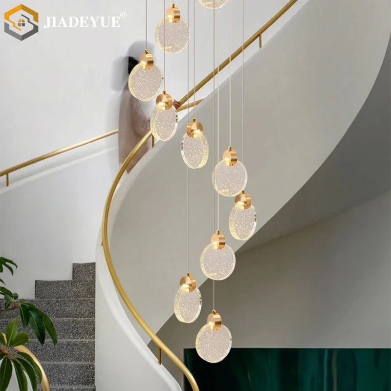 Crystal Spiral Chandelier LED Modern Minimalist Staircase Living Room Light