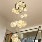 Luminous Glass Ball Pendant Chandeliers for Living Dining Room Decor LED Lighting