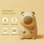 Capybara Silicone Night Light | Rechargeable, Adjustable Brightness, Timer, Cute Animal Design