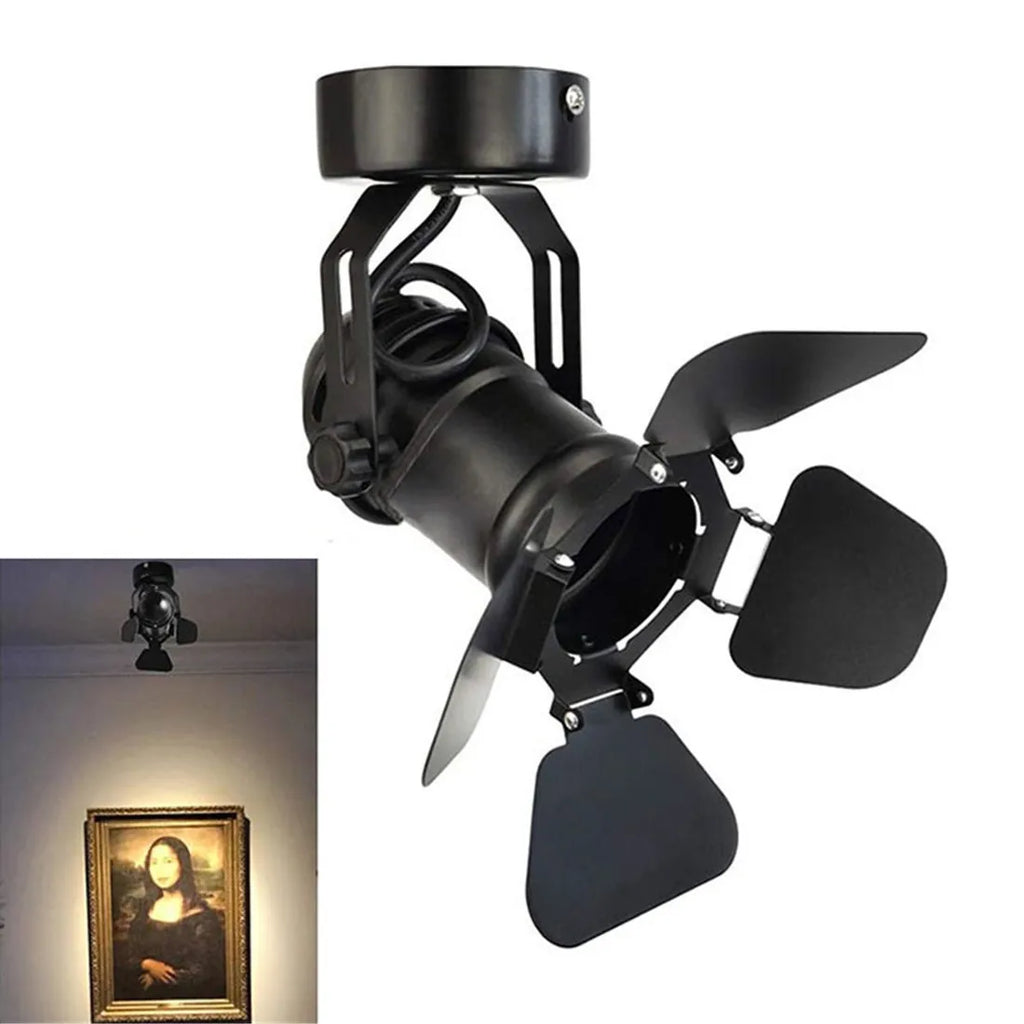 Industrial Ceiling Spotlight Lamp with Foldable Flippers for Hallway Art Light