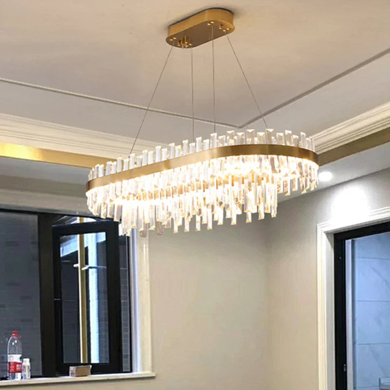 Ring Double-layer Crystal Chandelier for Living Room Dining Room Led Pendant