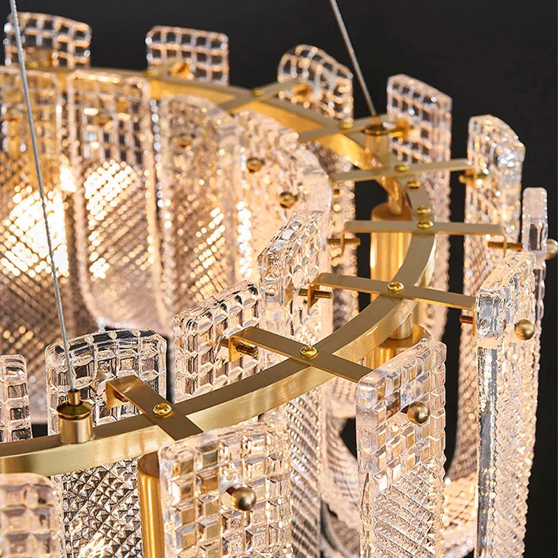 Dimmable LED Copper Ceiling Chandelier for Luxurious Living Room Lighting