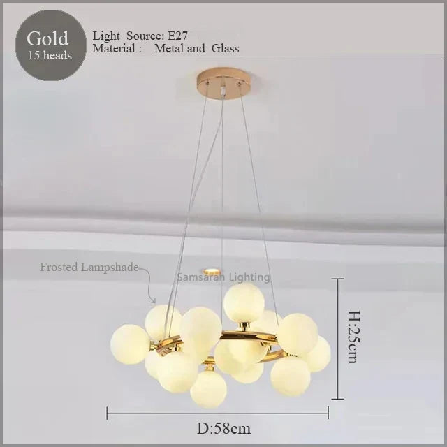 LED Glass Chandelier Pendant Lamp for Living Room Dining Room Lighting