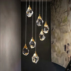 Diamond Crystal Ball Chandelier, Luxury LED Light Fixture for Staircase and Living Room