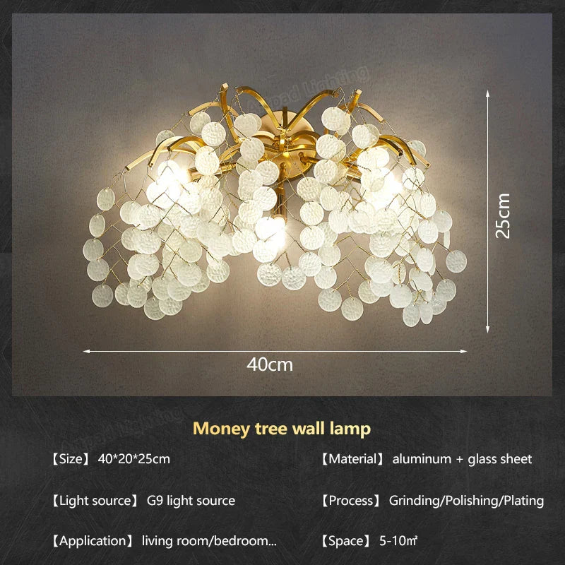 Crystal LED Wall Light Sconces for Living Room Bedroom, Modern Interior Wall Lamp