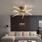 Modern LED Linear Chandelier: Creative Design Ceiling Lamp with Remote for Home Decor