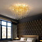 Gold Crystal LED Ceiling Chandelier for Elegant Spaces