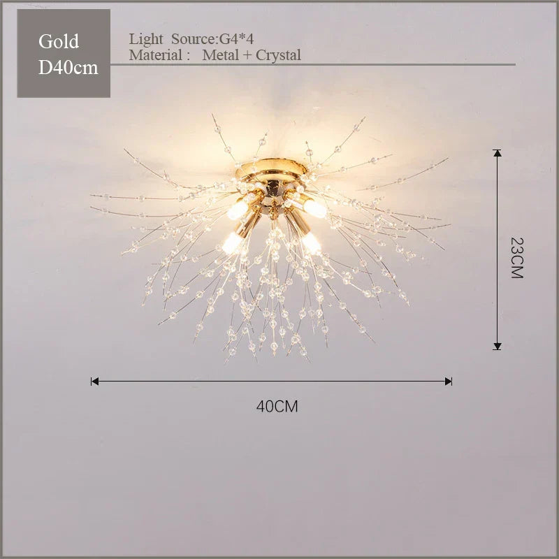 Nordic Dandelion Crystal Ceiling Lamp for Bedroom Living Room Dining Room