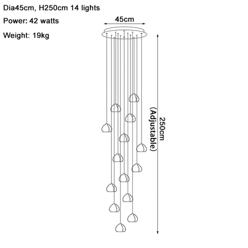 Crystal Water Droplet Chandelier: Modern LED Staircase Pendant Light - Luxury Ball Hanging Lamp
