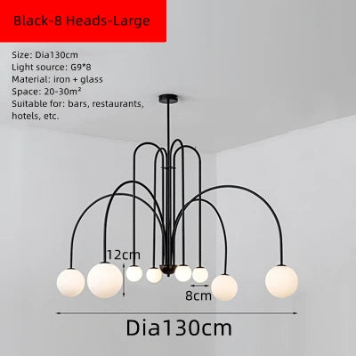 Milky White Glass Ball Ceiling Chandelier for Home Decor