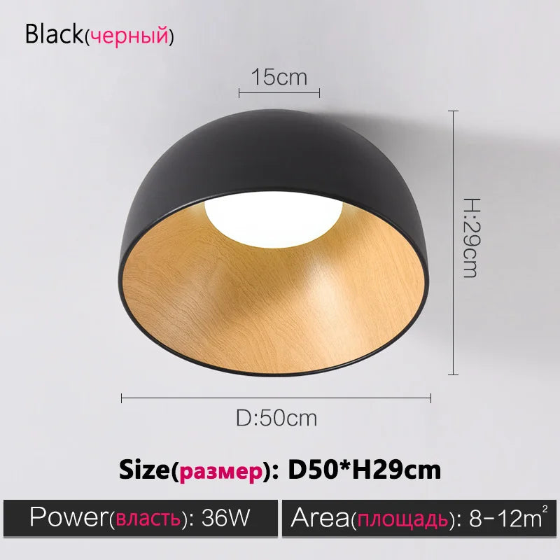 Nordic Wood Grain Ceiling Lamp for Living Room Bedroom, Minimalist Designer Art Lighting