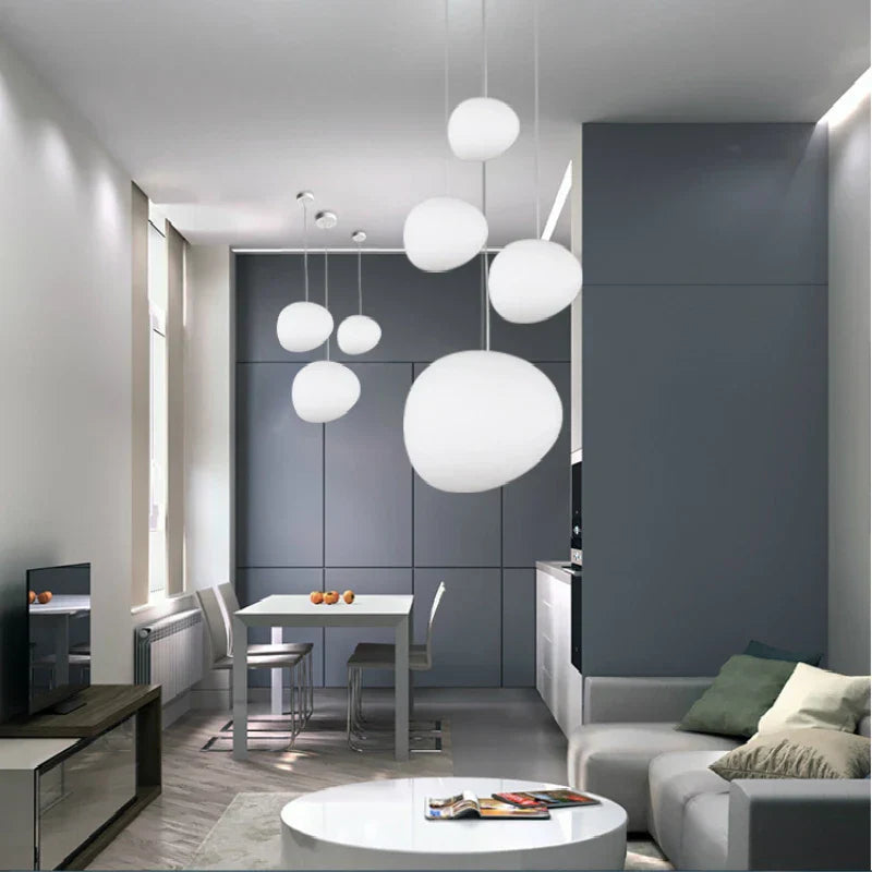 Glass Ball LED Pendant Light - Modern White Nordic Hanging Fixture