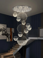 Crystal Ball Chandelier: Modern LED Spiral Pendant Light for Staircase, Living Room, Lobby
