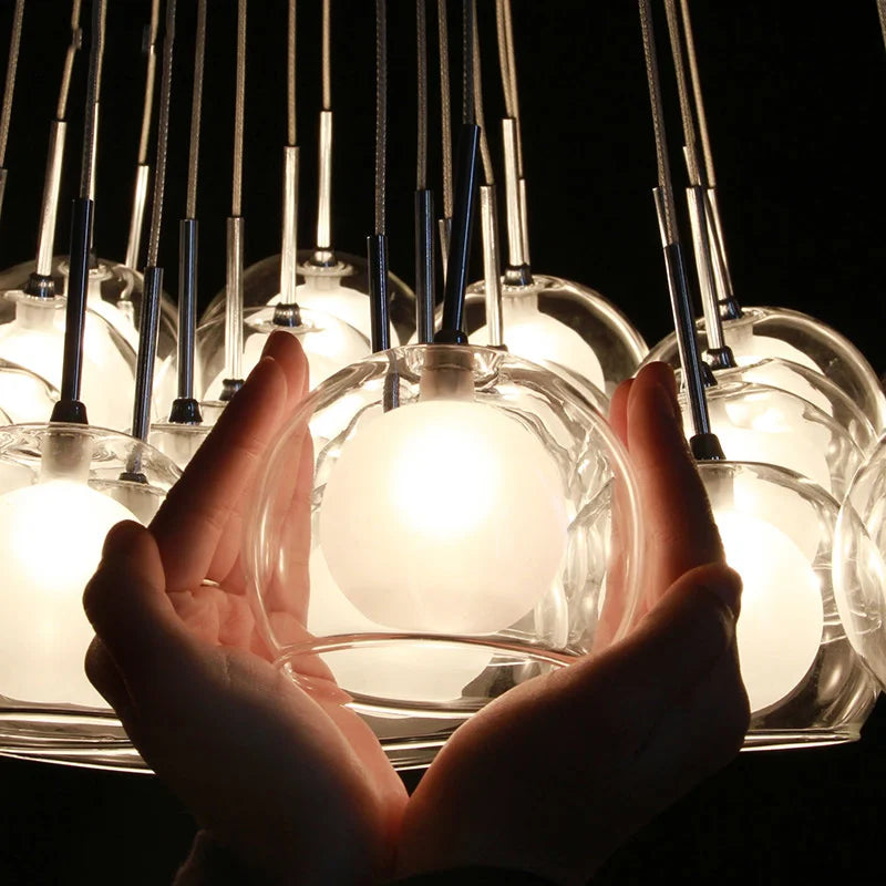 Colorful Glass Ball Bubble Chandelier LED Pendant for Home Dining Room Decor