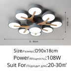 Nordic Style Wood Art LED Chandelier for Bedroom Living Room Ceilings