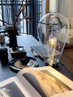 Glass Desk Lamp: Vintage Industrial Style Table Light for Bedroom Décor