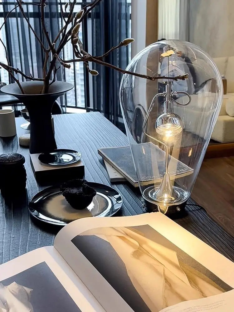 Glass Desk Lamp: Vintage Industrial Style Table Light for Bedroom Décor