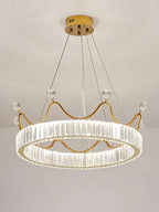 Crown Petal LED Crystal Chandelier - Luxury Nordic Design for Girls' Bedroom