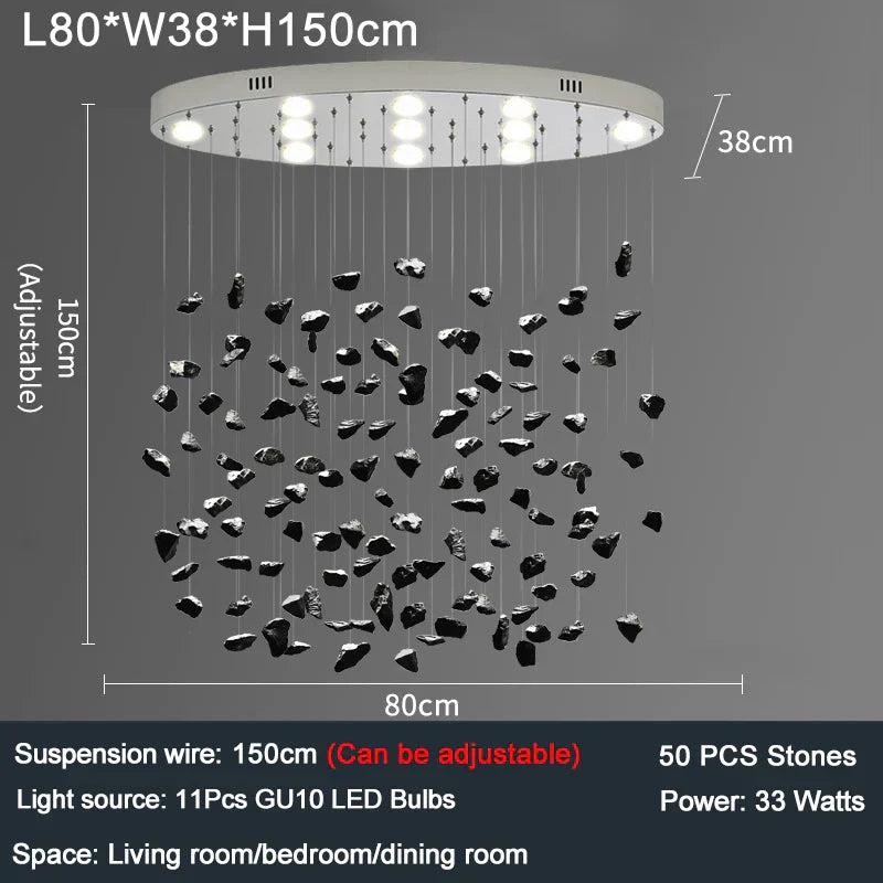 Colorful Crystal Stone Chandelier - Oval Lustre LED Home Decor Lighting